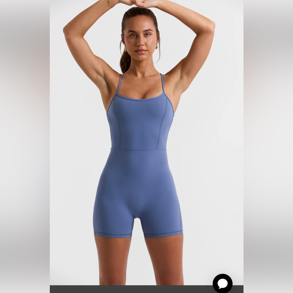 BO+TEE Scoop Neckline Open Back Unitard in Slate Blue - Picture 4 of 10